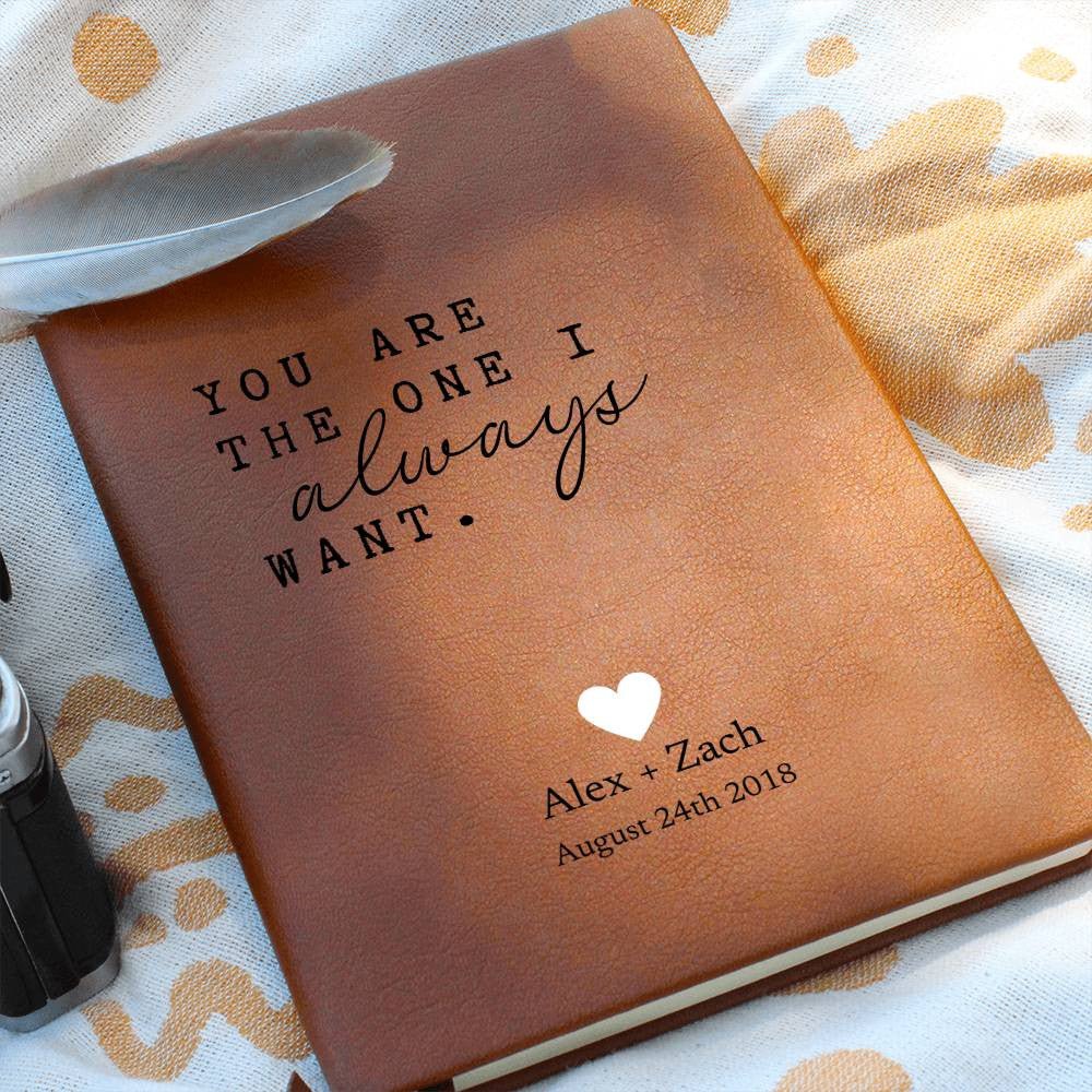 You Are The One - Custom Leather Journal - Love Notebook - Liliana and Liam