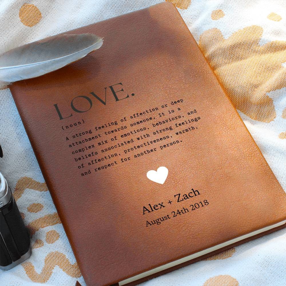 Definition Of Love - Custom Leather Journal - Love Notebook - Liliana and Liam