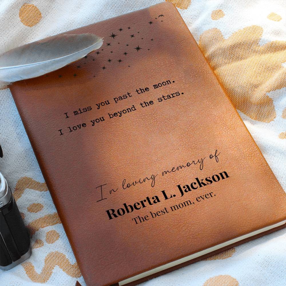Beyond The Stars - Custom Leather Journal - Sympathy, Memorial, Bereavement Notebook - Liliana and Liam