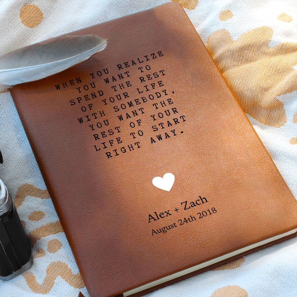 The Rest Of Your Life - Custom Leather Journal - Couples Notebook - Liliana and Liam