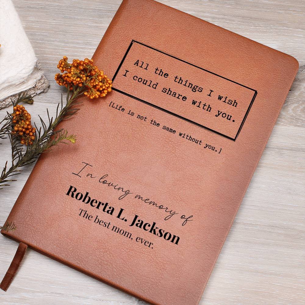 Life Is Not The Same - Custom Leather Journal - Sympathy, Memorial, Bereavement Notebook - Liliana and Liam