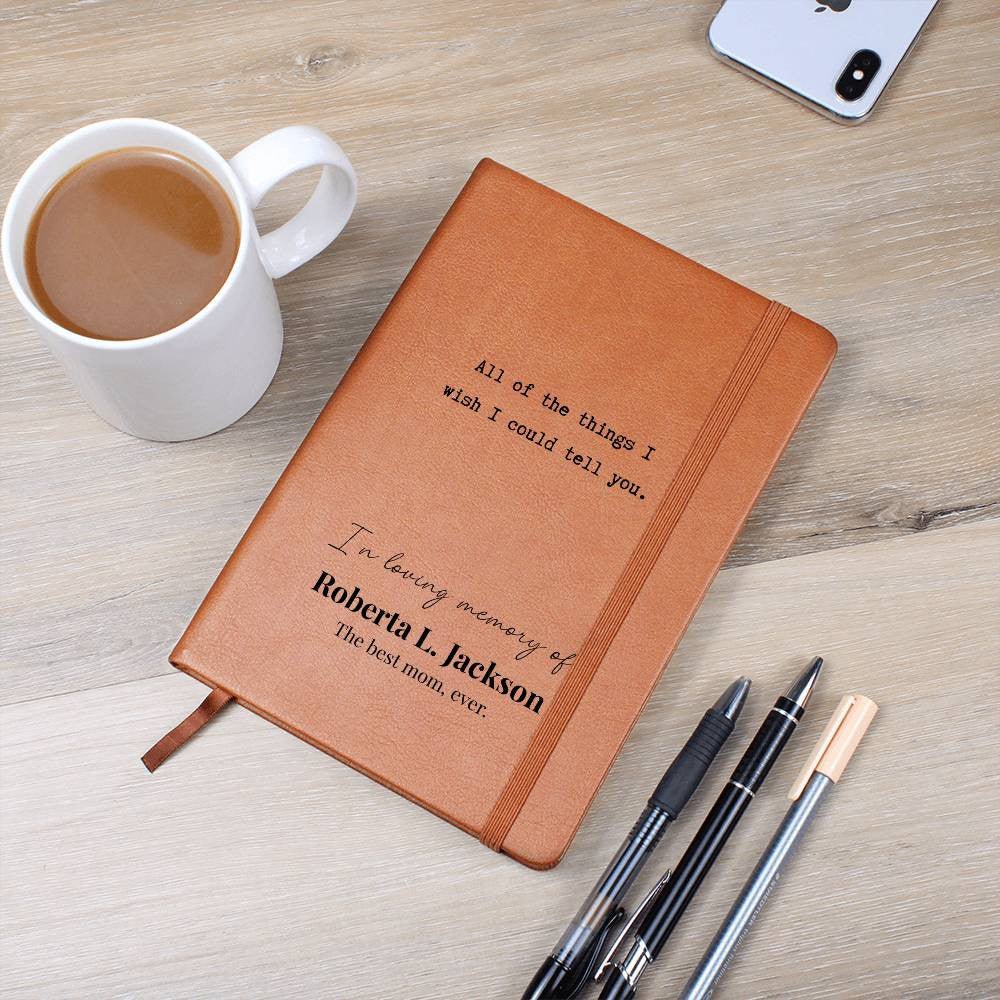 All Of The Things - Custom Leather Journal - Remembrance Notebook - Liliana and Liam