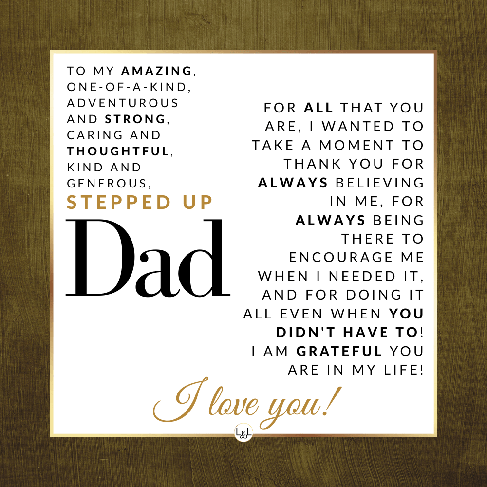 Gift For Stepped Up Dad - Men's Leather Bracelet For Stepdad - Great For Christmas, Father's Day or His Birthday - Liliana and Liam