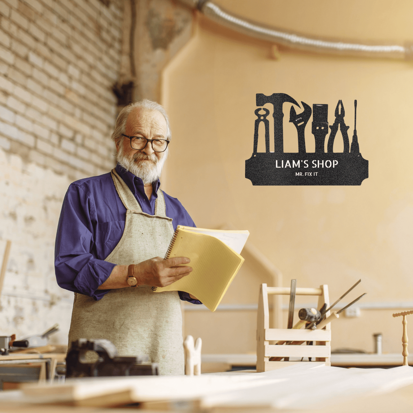 Shop Tools - Personalized Workshop Sign, Custom Garage Sign, Workshop, Man Cave Decor, Large Metal Sign - Liliana and Liam