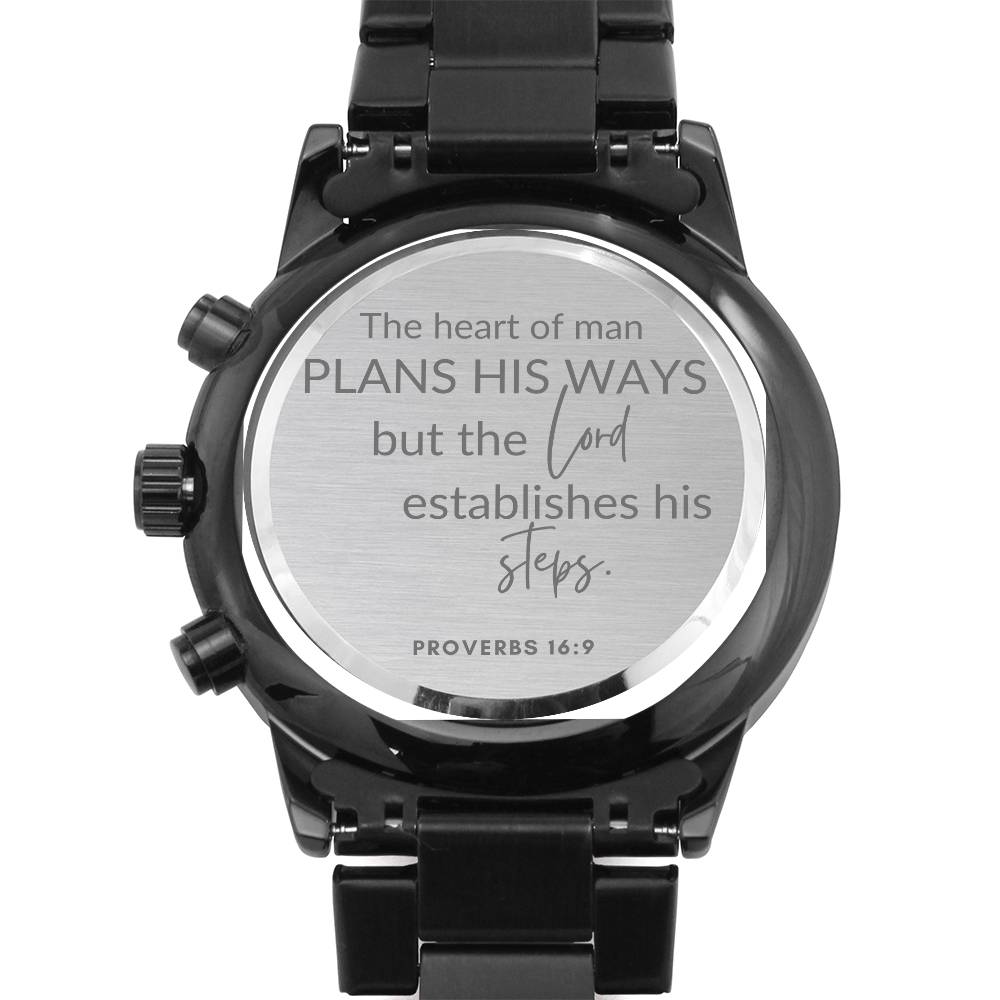 Christian Engraved Watch - Proverbs 16:9 - Great Gift For Christmas, B –  Liliana and Liam