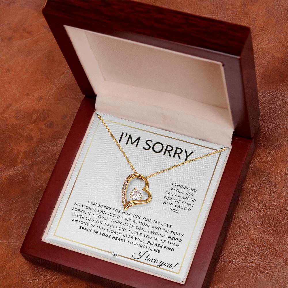 I Am Sorry Gift For Her - Sorry For Hurting You - Apology Gift For Wife, Fiancée, or Girlfriend - Beautiful Women's Open Heart Pendant Necklace + Heartfelt Message - Liliana and Liam