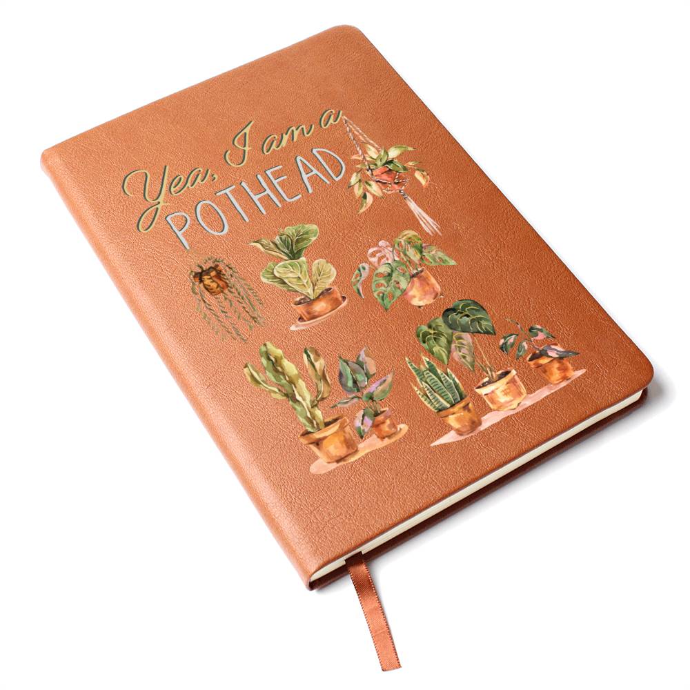 I Am A Pot Head - Custom Leather Journal - Plant Lover Notebook - Liliana and Liam