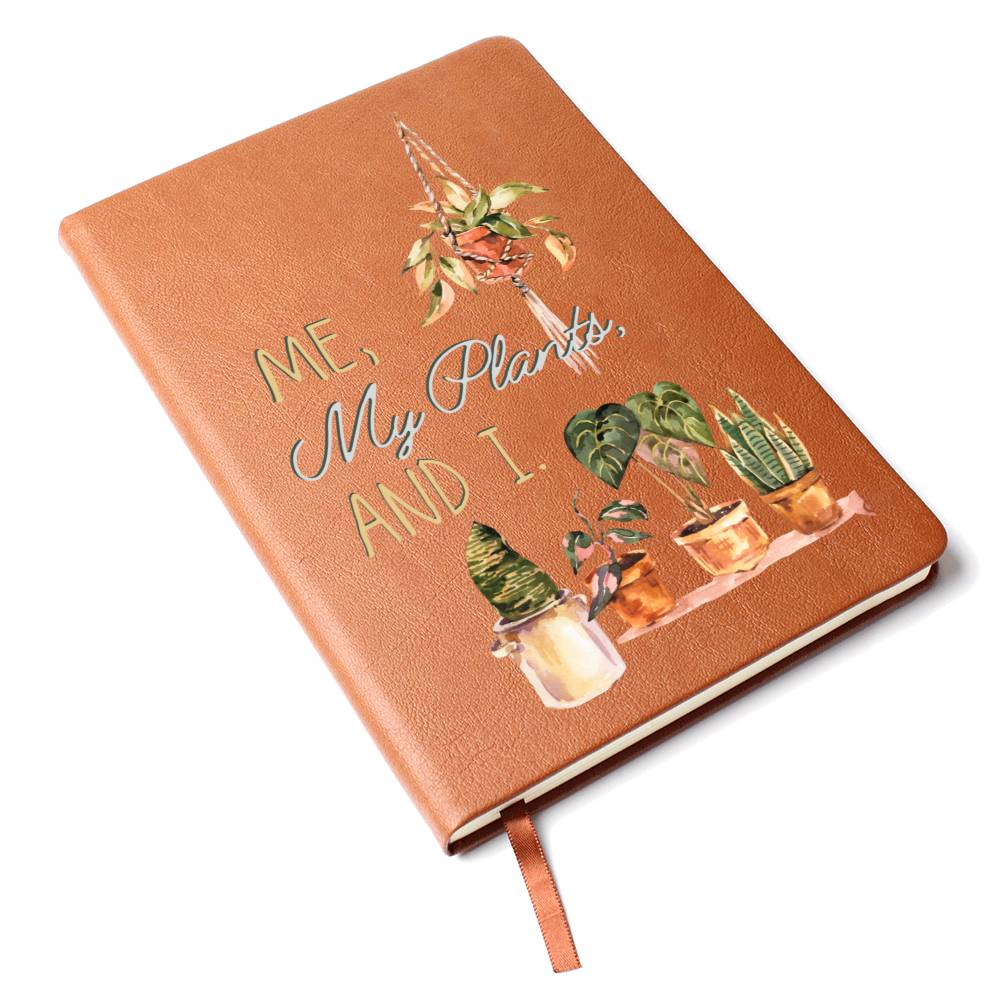 Me, My Plants And I - Custom Leather Journal - Plant Lover Notebook - Liliana and Liam
