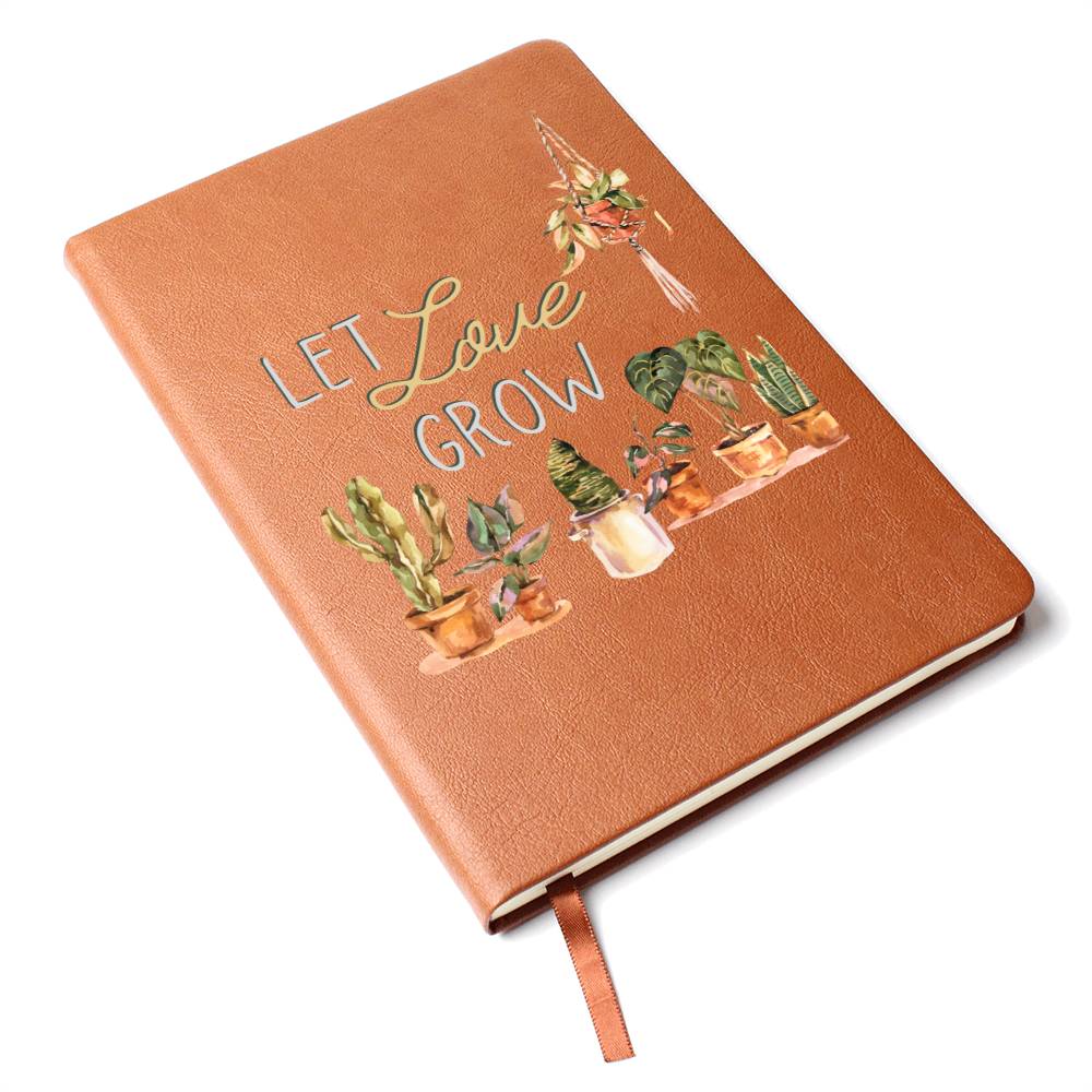 Let Love Grow - Leather Journal - Birthday or Christmas Gift For Boho Plant Lover - Liliana and Liam
