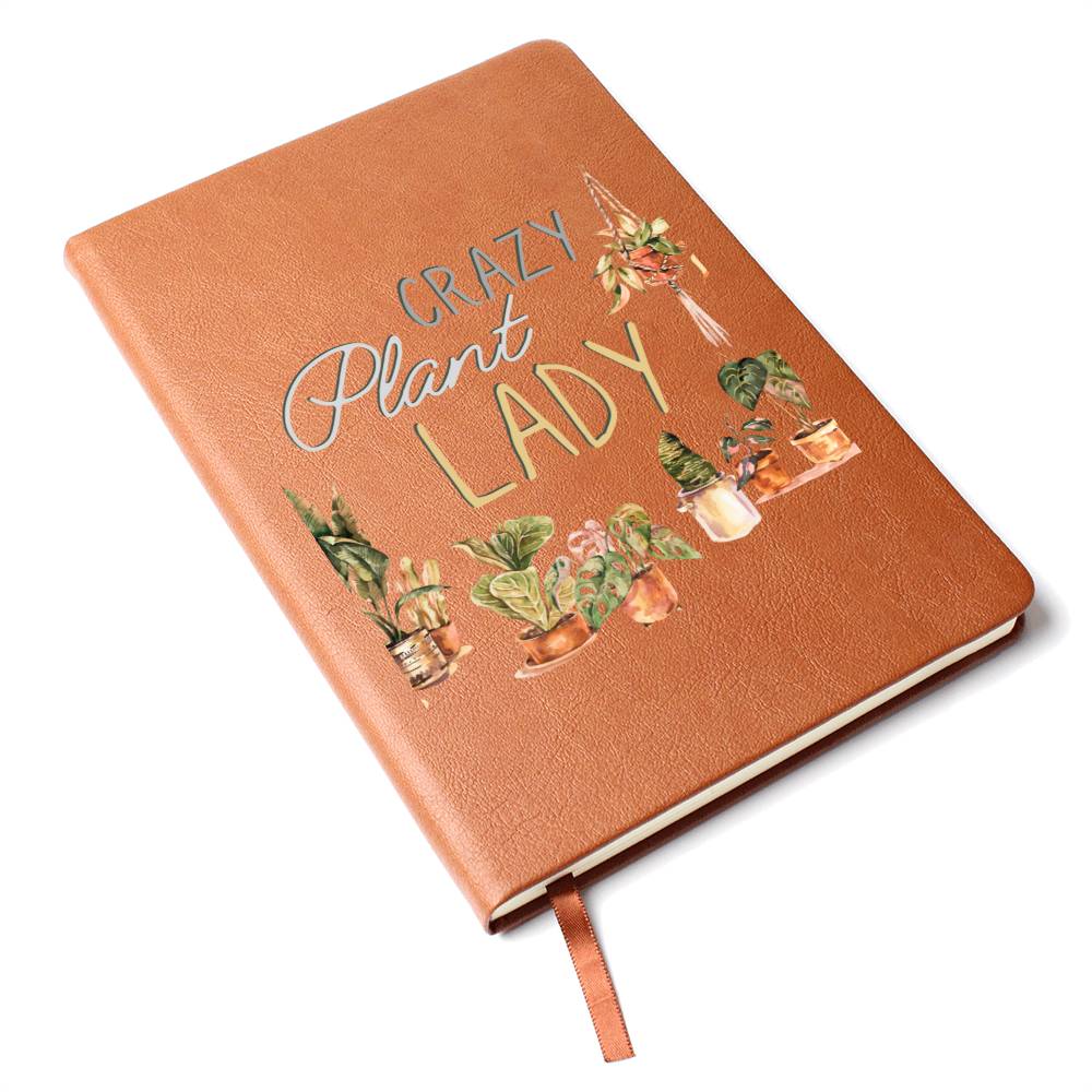 Crazy Plant Lady - Custom Leather Journal - Plant Lover Notebook - Liliana and Liam