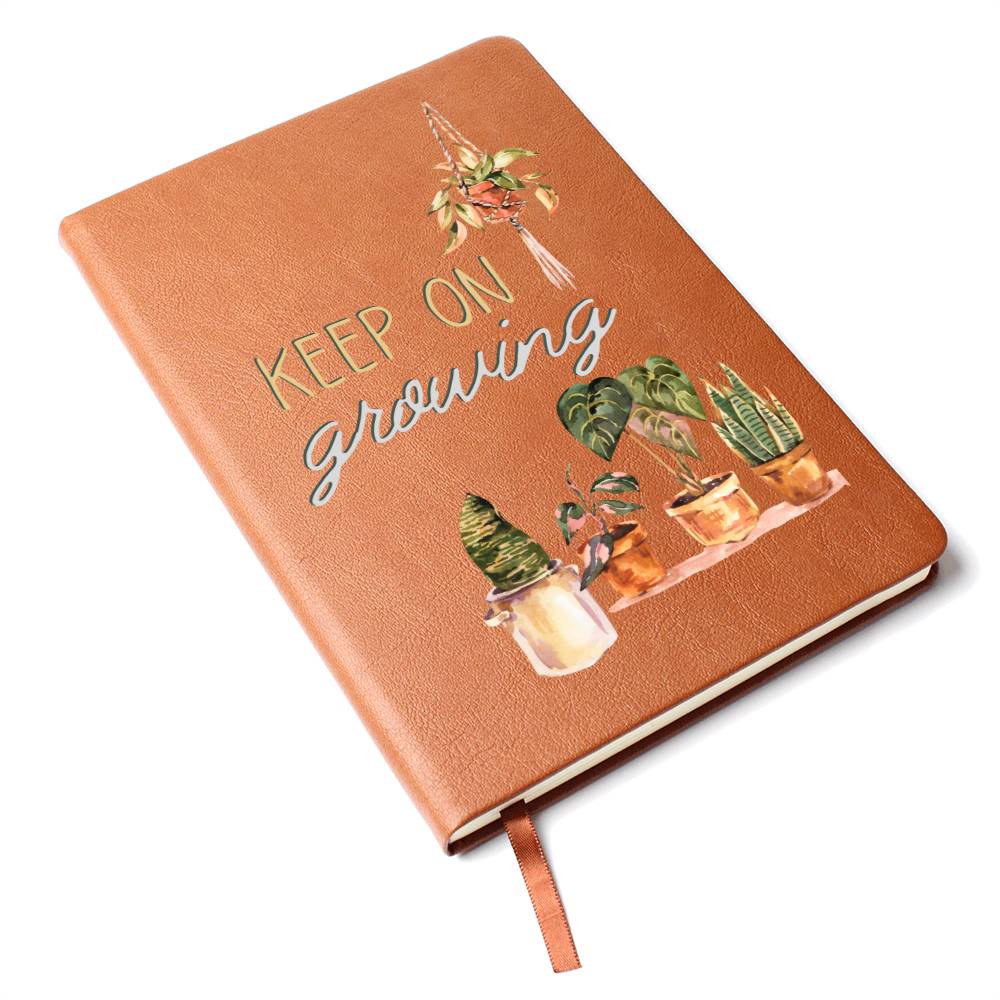 Keep On Growing - Custom Leather Journal - Plant Lover Notebook - Liliana and Liam