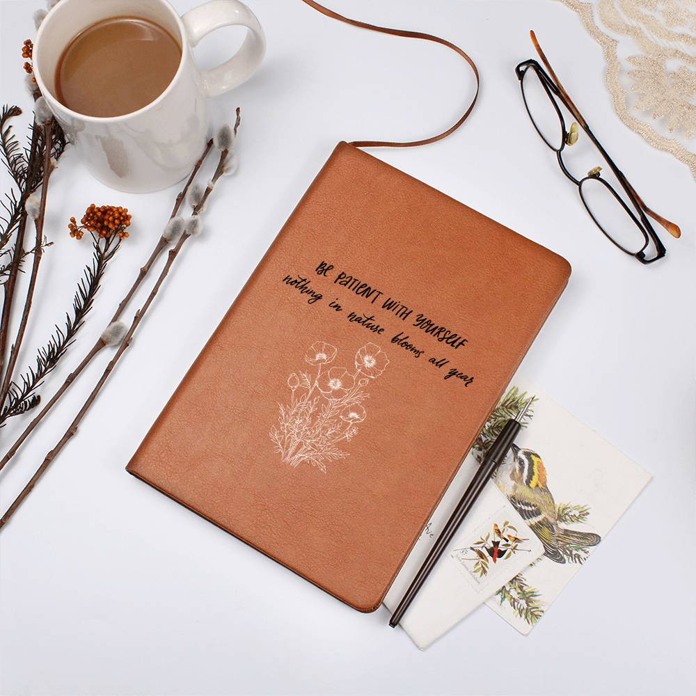 Be Patient - Inspirational Leather Journal - Encouragement, Birthday or Christmas Gift - Liliana and Liam