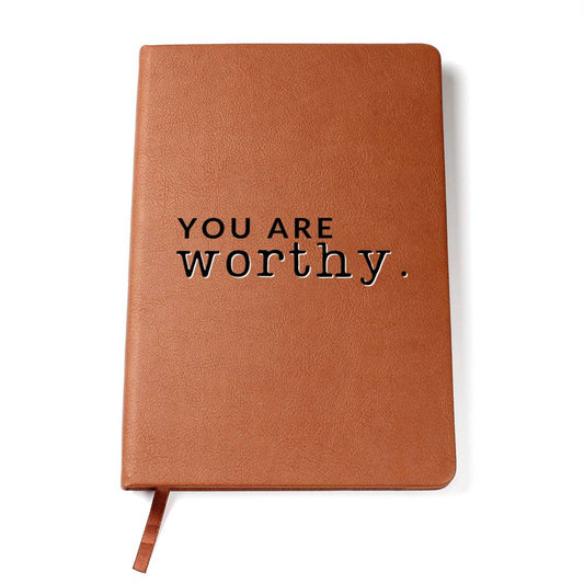 Christian Notebook - You Are Worthy - Inspirational Leather Journal - Encouragement, Birthday or Christmas Gift