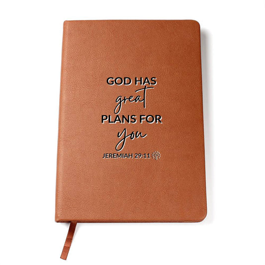 Christian Notebook - Great Plans For You - Jeremiah 29_11 - Inspirational Leather Journal - Encouragement, Birthday or Christmas Gift