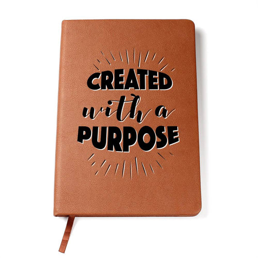 Christian Notebook - Created With A Purpose - Inspirational Leather Journal - Encouragement, Birthday or Christmas Gift