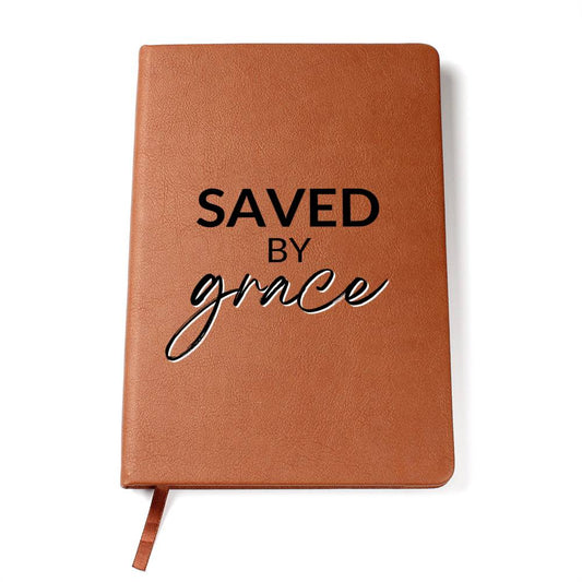 Christian Notebook - Saved By Grace - Inspirational Leather Journal - Encouragement, Birthday or Christmas Gift