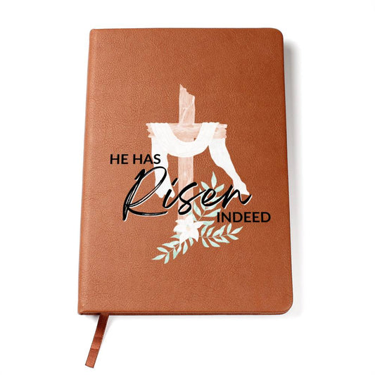 Christian Notebook - He Has Risen - Inspirational Leather Journal - Encouragement, Birthday or Christmas Gift