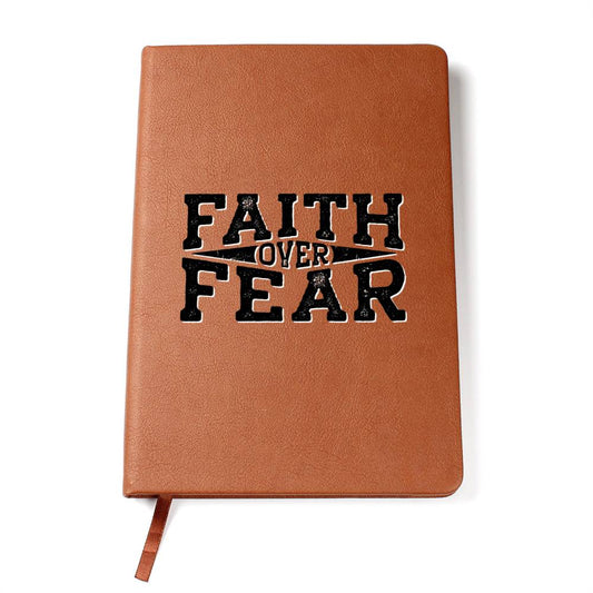 Christian Notebook - Faith Over Fear - Inspirational Leather Journal - Encouragement, Birthday or Christmas Gift