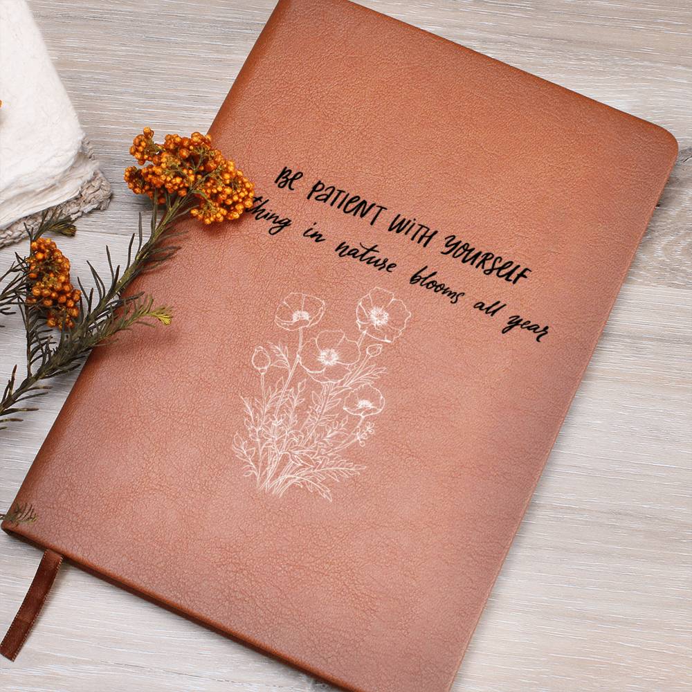 Be Patient - Custom Leather Journal - Inspirational Notebook - Liliana and Liam