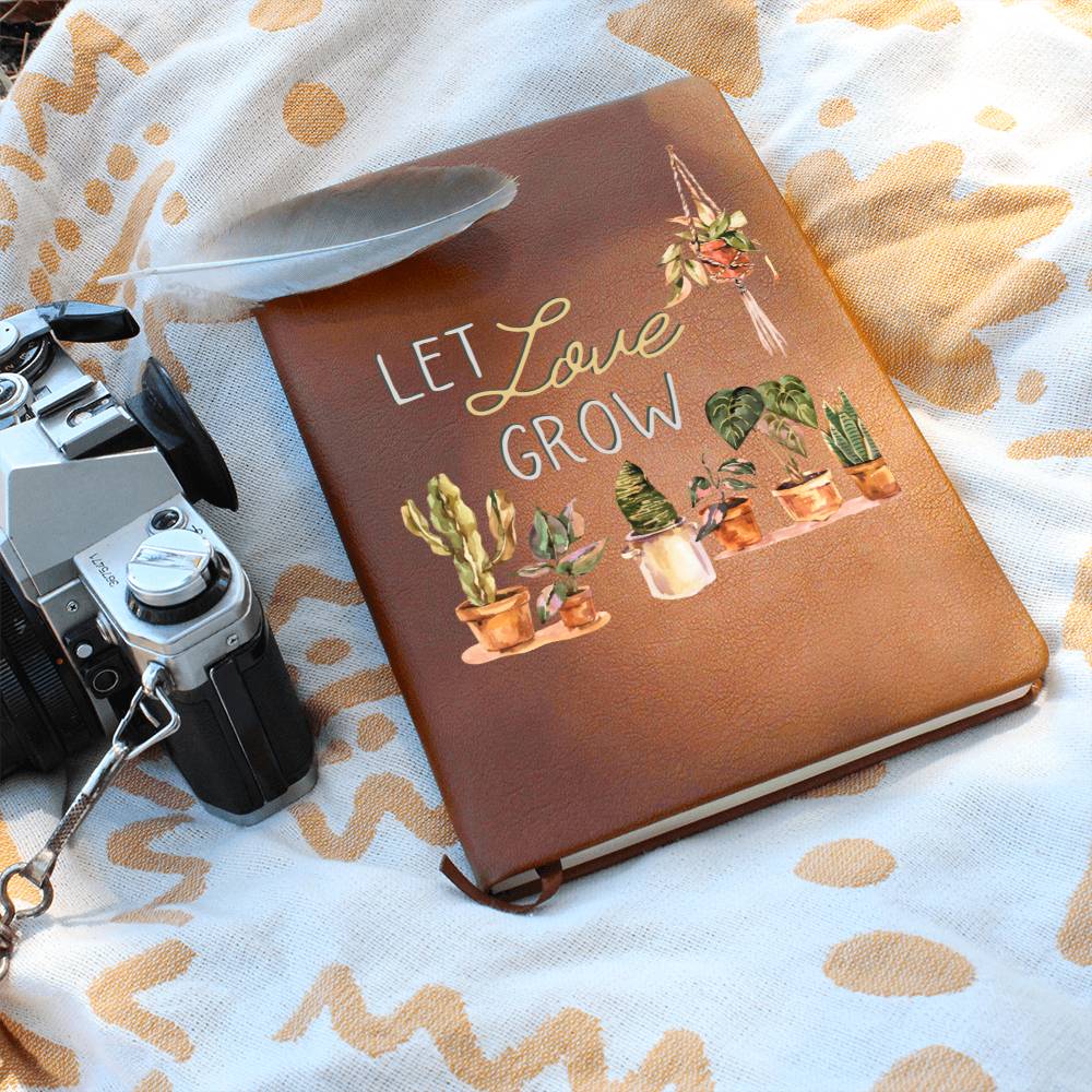 Let Love Grow - Custom Leather Journal - Plant Lover Notebook - Liliana and Liam