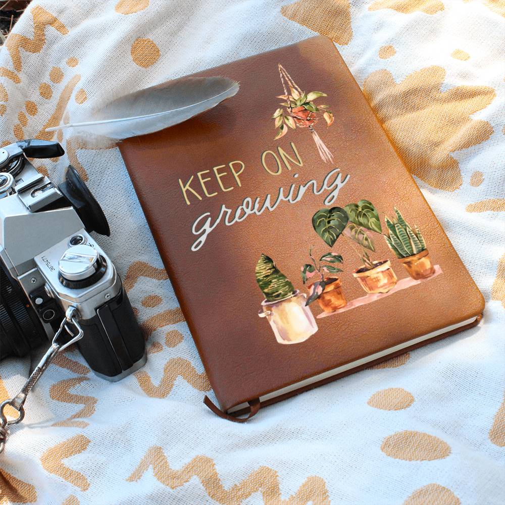 Keep On Growing - Custom Leather Journal - Plant Lover Notebook - Liliana and Liam