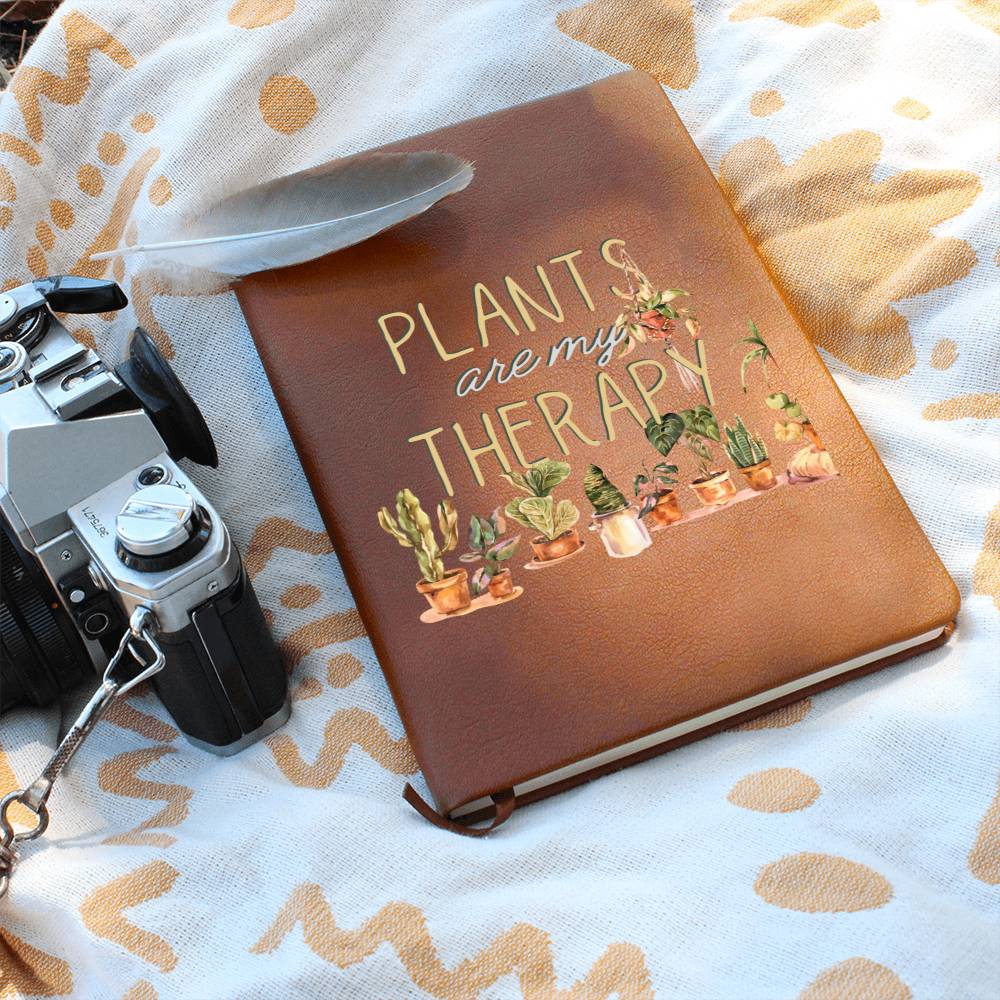 Plants Are Therapy - Custom Leather Journal - Plant Lover Notebook - Liliana and Liam