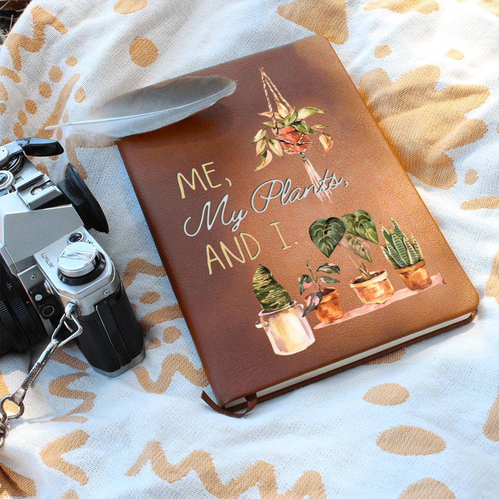 Me, My Plants And I - Custom Leather Journal - Plant Lover Notebook - Liliana and Liam