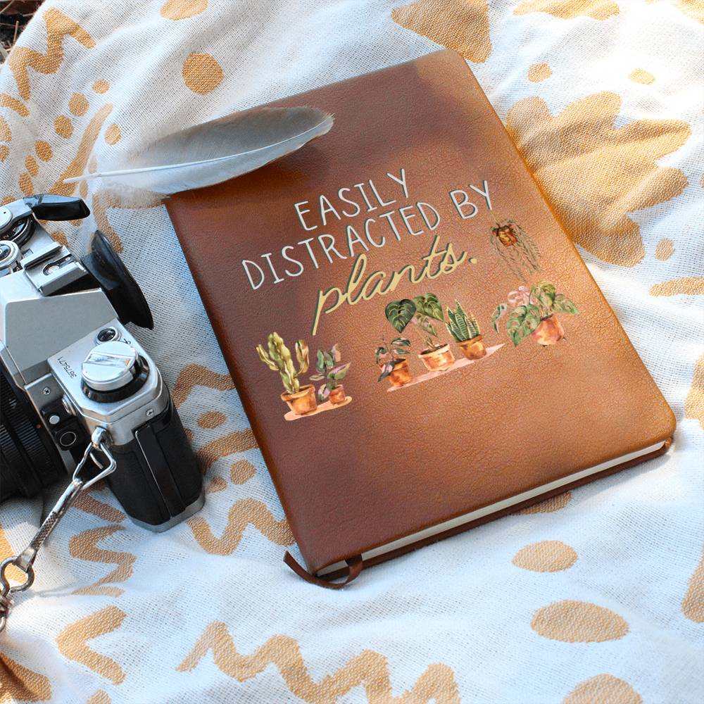 Distracted By Plants - Custom Leather Journal - Plant Lover Notebook - Liliana and Liam