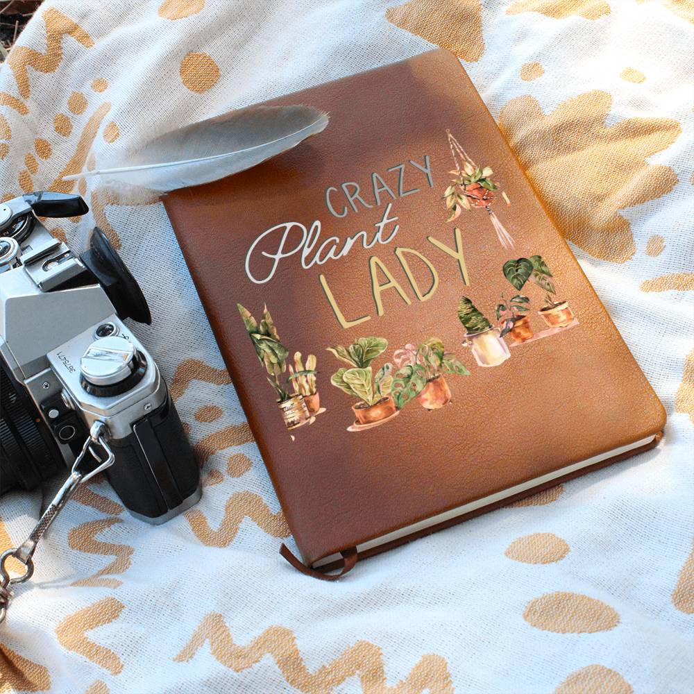 Crazy Plant Lady - Custom Leather Journal - Plant Lover Notebook - Liliana and Liam