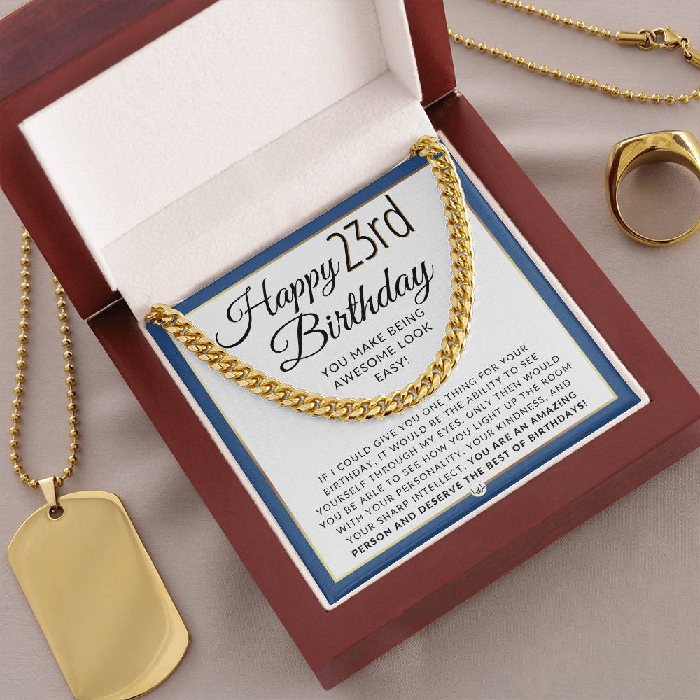 23rd Birthday Gift Idea For Him - Chain Necklace For 23 Year Old Man's Birthday - Great Birthday Gift For Men - Jewelry For Guys - Liliana and Liam