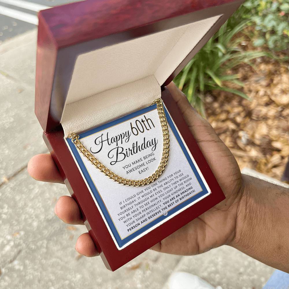 60th Birthday Gift For Him - Chain Necklace For A 60 Year Old Man's Birthday - Birthday Gift For Men - Jewelry For Guys - Liliana and Liam