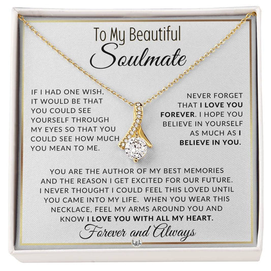 Gift For Her - I Love You Forever - Gift Idea For Your Soulmate - Drop Pendant Necklace + Heartfelt Message