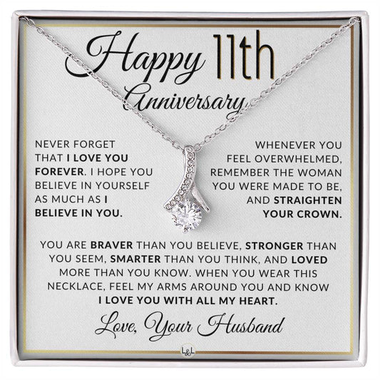 11th Anniversary Gift For Wife- Drop Pendant Necklace + Heartfelt Anniversary Message For Her - Liliana and Liam