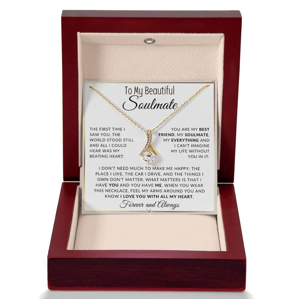 Gift For Her - The World Stood Still - Gift Idea For The Woman You Love - Drop Pendant Necklace + Heartfelt Message - Liliana and Liam