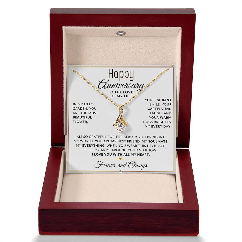 Anniversary Gift For Her - The Beauty You Bring - Anniversary Gift Idea For Wife, Girlfriend or Fiancée - Drop Pendant Necklace + Heartfelt Anniversary Message