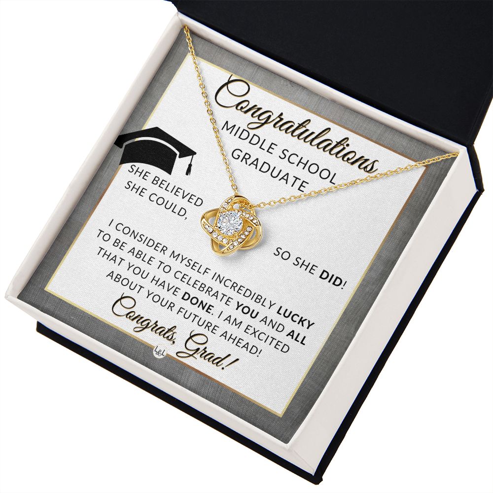 Middle School Graduation Gift For 8th Grade Girl - Meaningful Milestone Necklace - 2024 Graduation Gift For Her