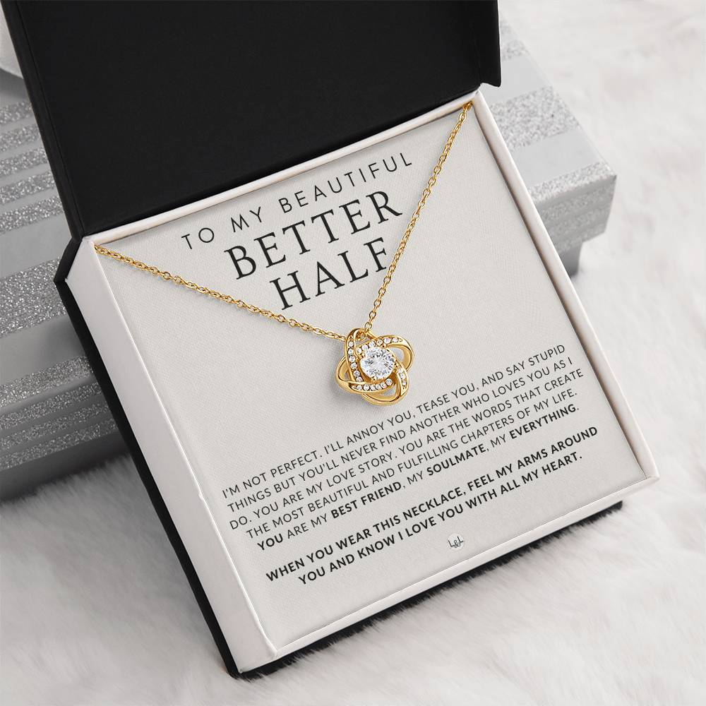 Sentimental Gift For Her - My Better Half - Beautiful Women's Pendant + Heartfelt Message - Perfect Christmas Gift, Valentine's Day, Birthday or Anniversary Present