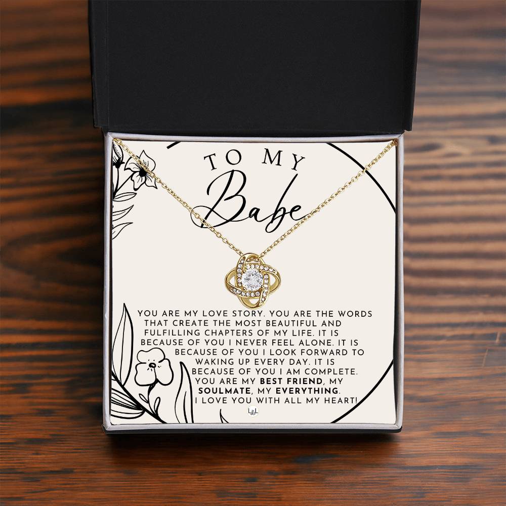 Romantic Gift For Her - My Babe - Beautiful Women's Pendant + Heartfelt Message - Perfect Christmas Gift, Valentine's Day, Birthday or Anniversary Present - Liliana and Liam
