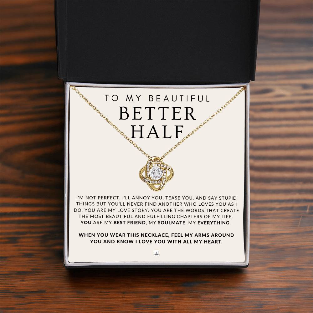 Sentimental Gift For Her - My Better Half - Beautiful Women's Pendant + Heartfelt Message - Perfect Christmas Gift, Valentine's Day, Birthday or Anniversary Present - Liliana and Liam