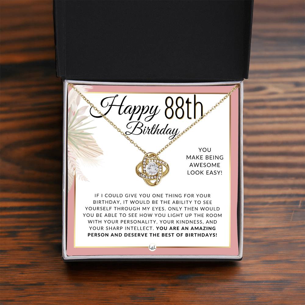 88th Birthday Gift For Her - Necklace For 88 Year Old Birthday - Beautiful Women's Birthday Pendant + Heartfelt Birthday Message - Liliana and Liam