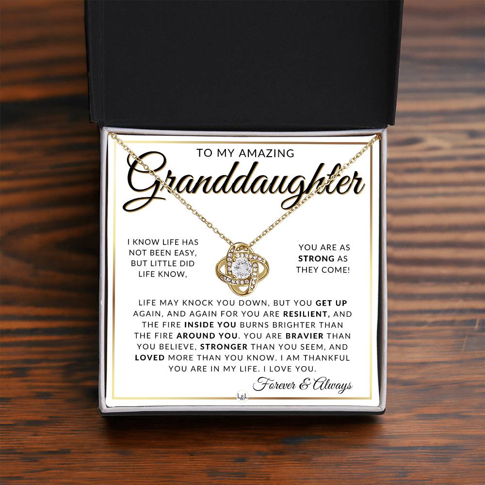 Granddaughter Gift Idea - Pendant Necklace For My Granddaughter + Sentimental Message of Encouragement - Great Christmas Gift, Birthday Present or Graduation Surprise - Liliana and Liam