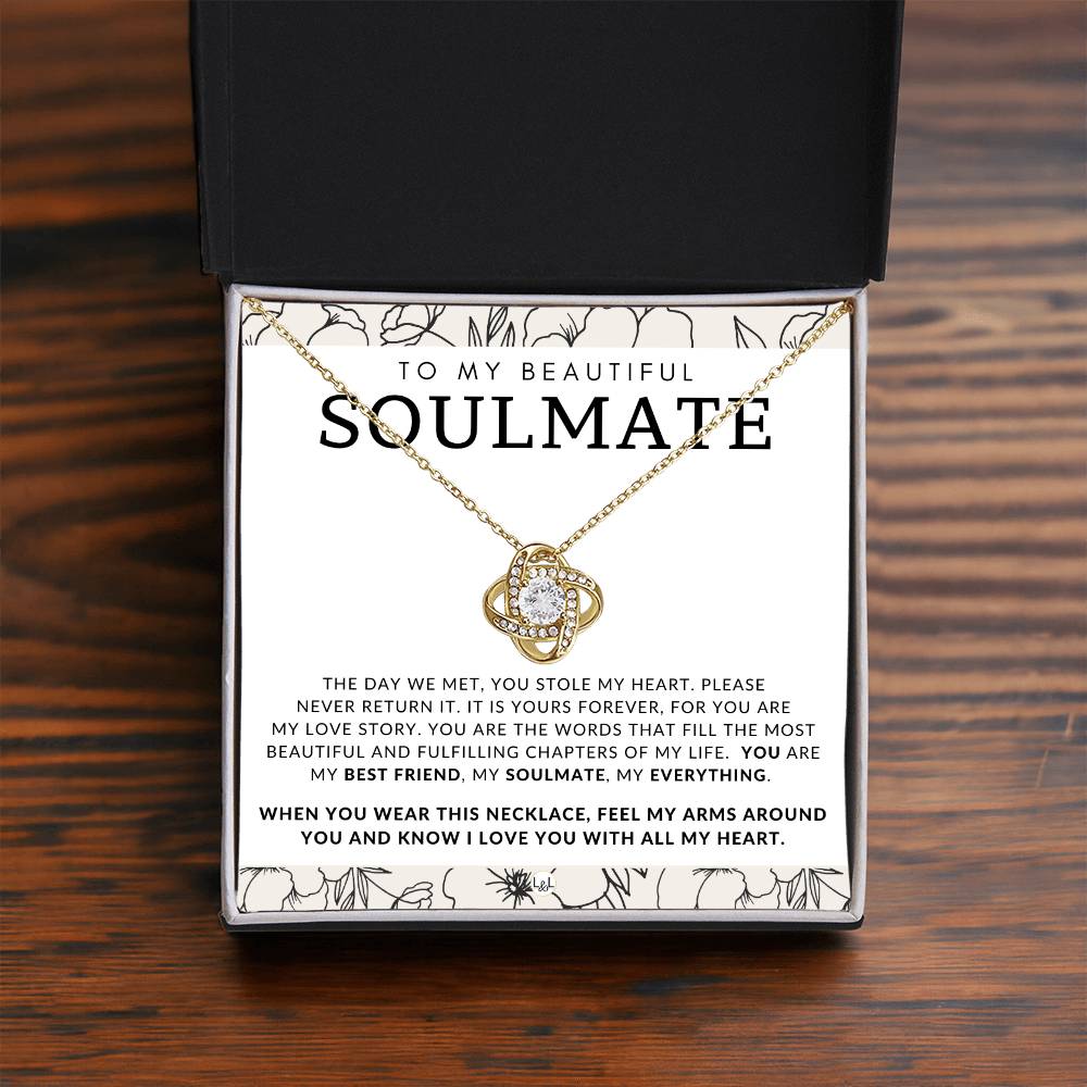 Meaningful Gift For My Soulmate - Beautiful Women's Pendant + Heartfelt Message - Perfect Christmas Gift, Valentine's Day, Birthday or Anniversary Present - Liliana and Liam