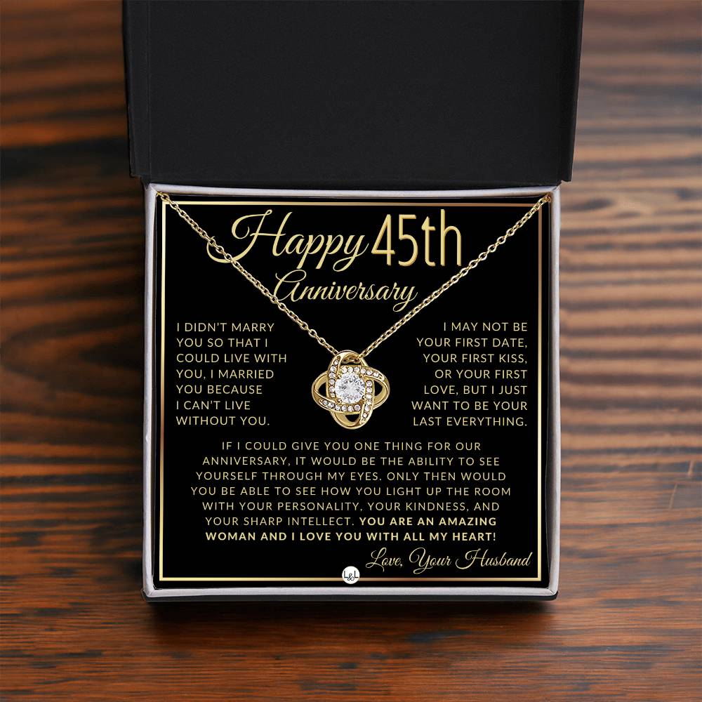 45th Anniversary Gift For Wife - Beautiful Women's Pendant Necklace + Heartfelt Anniversary Message - Liliana and Liam