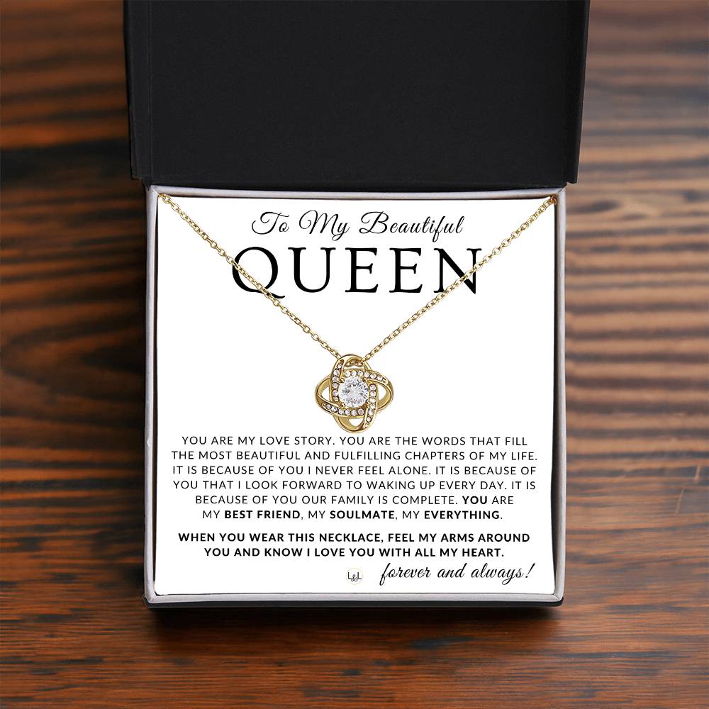 Thoughtful Gift For Her - My Queen - Beautiful Women's Pendant + Heartfelt Message - Perfect Christmas Gift, Valentine's Day, Birthday or Anniversary Present - Liliana and Liam