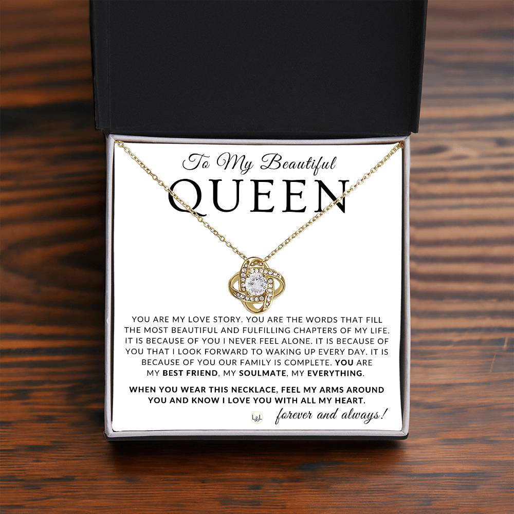 Thoughtful Gift For Her - My Queen - Beautiful Women's Pendant + Heartfelt Message - Perfect Christmas Gift, Valentine's Day, Birthday or Anniversary Present