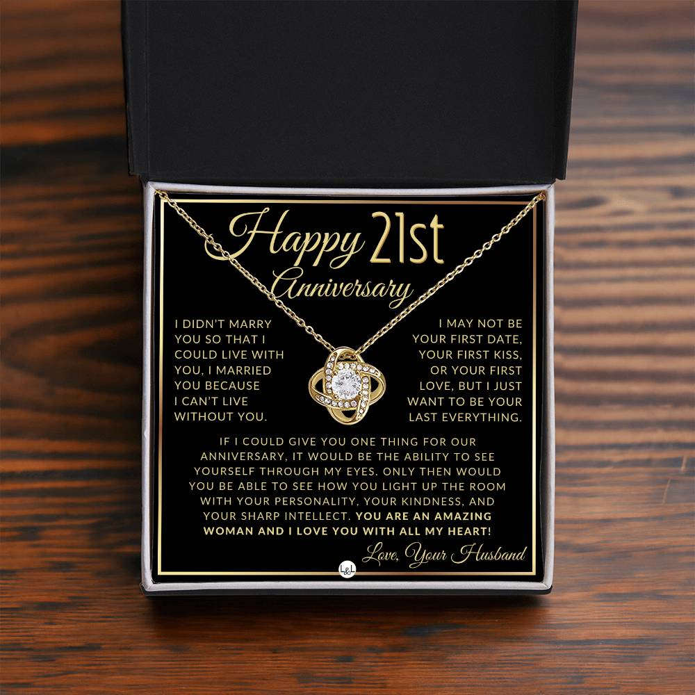 21st Anniversary Gift For Wife - Pendant Necklace + Heartfelt Message - Gift Idea For Your Wedding Anniversary - Liliana and Liam