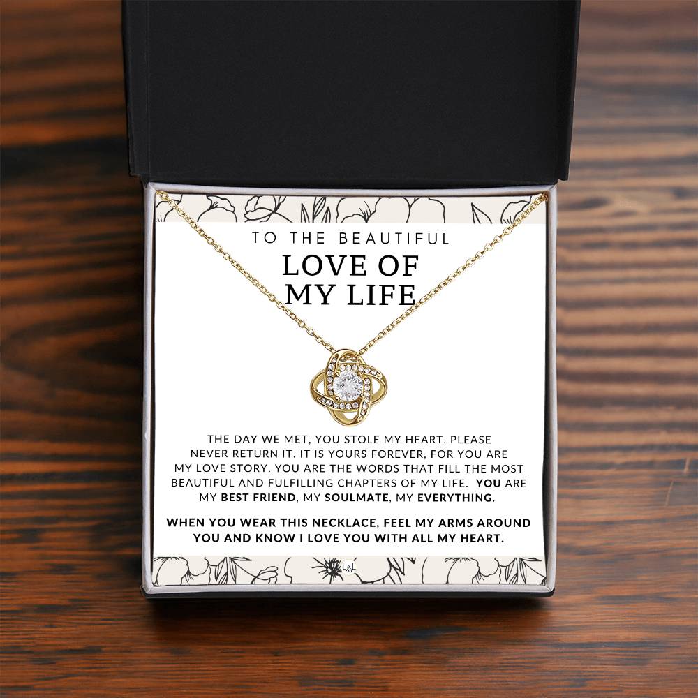 Meaningful Gift For Her - The Love of My Life - Beautiful Women's Pendant + Heartfelt Message - Perfect Christmas Gift, Valentine's Day, Birthday or Anniversary Present - Liliana and Liam