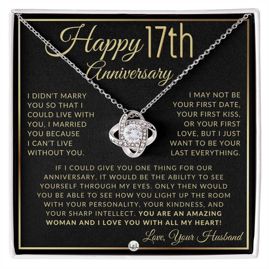 17th Anniversary Gift For Wife - Pendant Necklace + Heartfelt Anniversary Message For Her