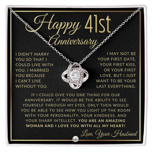 41st Anniversary Gift For Wife - Beautiful Women's Pendant Necklace + Heartfelt Anniversary Message - Liliana and Liam