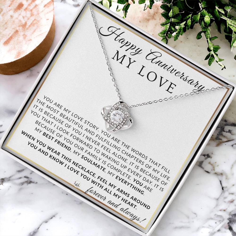 Anniversary Gift For Your Wife, Girlfriend or Fiancée  - My Love Story - Beautiful Women's Pendant Necklace + Heartfelt Anniversary Message